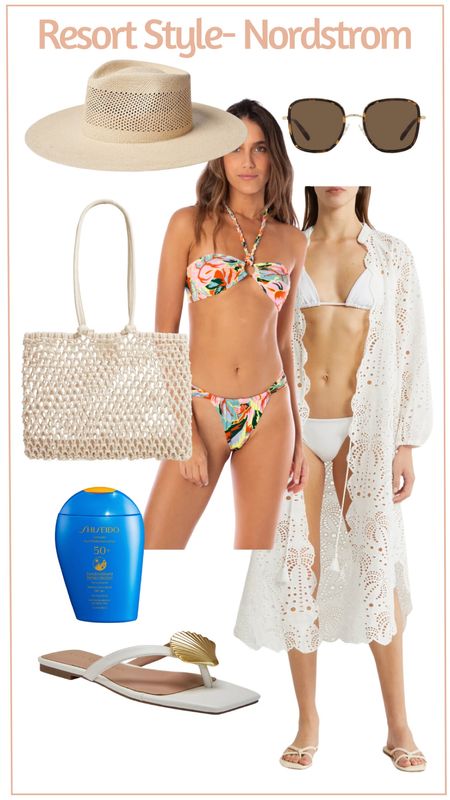 Resort style look from Nordstrom! This swimsuit is so fun and colorful! And I cannot get over how pretty this coverup is! 

#LTKswim #LTKstyletip #LTKfindsunder100