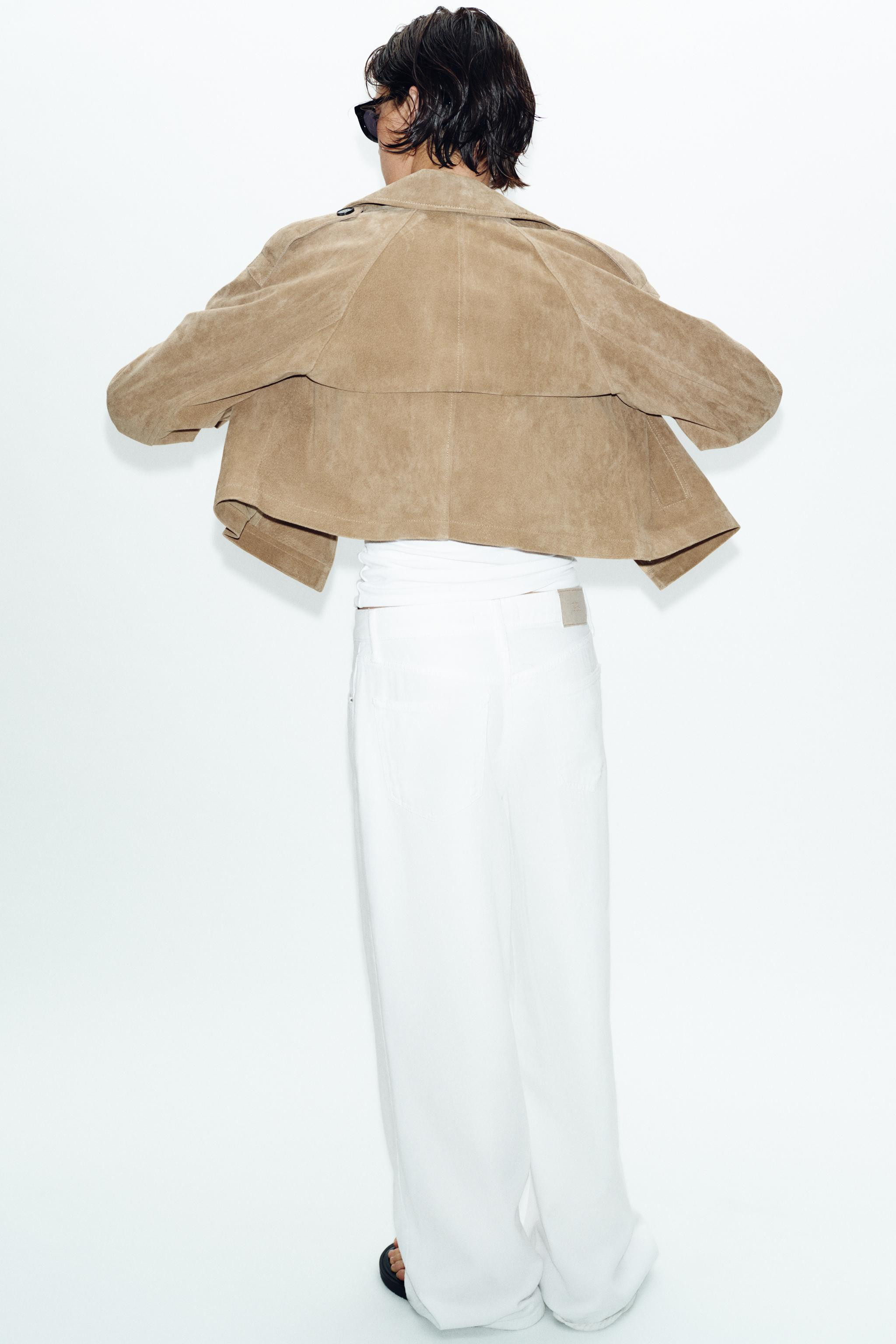 100% LEATHER SHORT DOUBLE-BREASTED TRENCH COAT | Zara UK