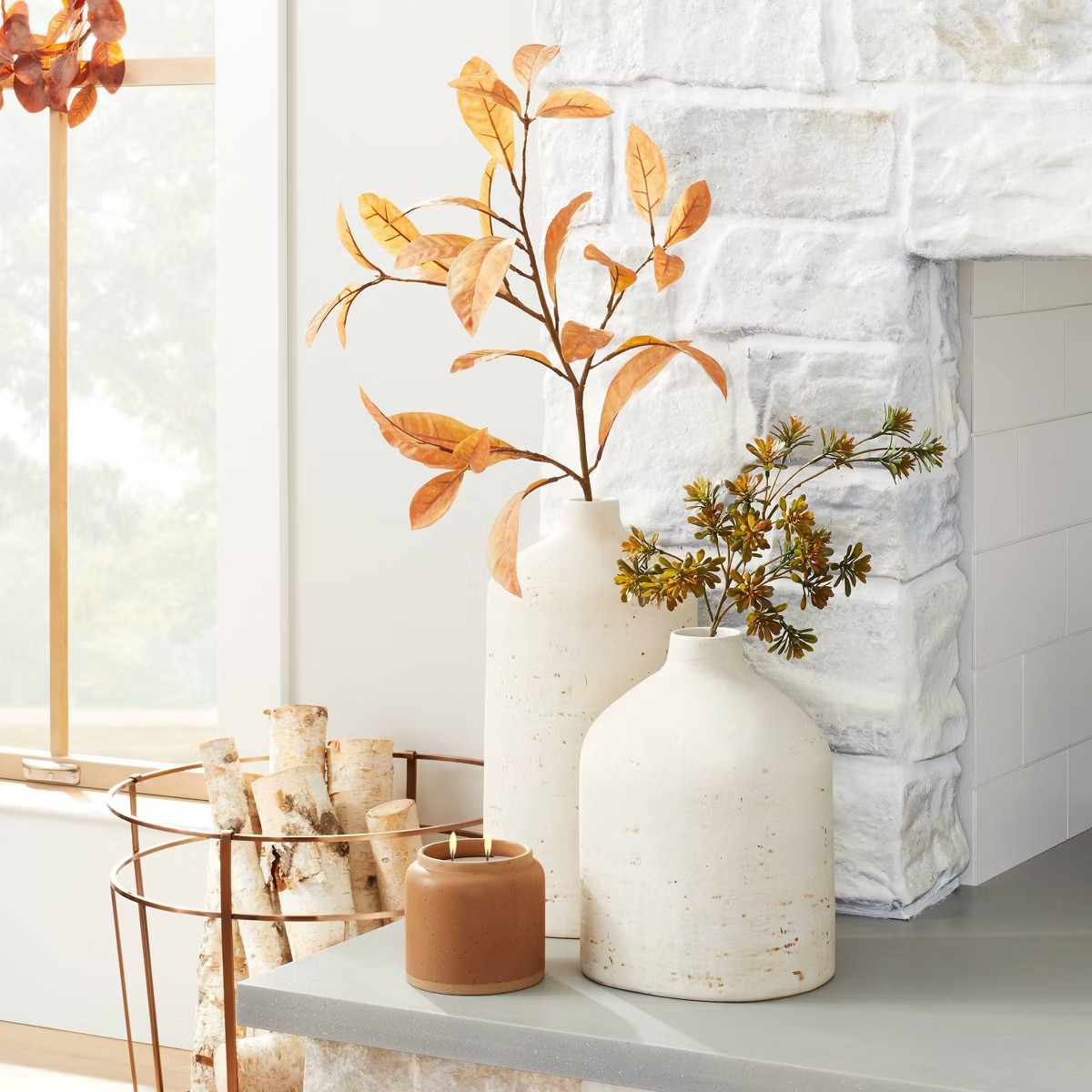 12" Distressed Ceramic Vase Natural Cream - Hearth & Hand™ with Magnolia | Target