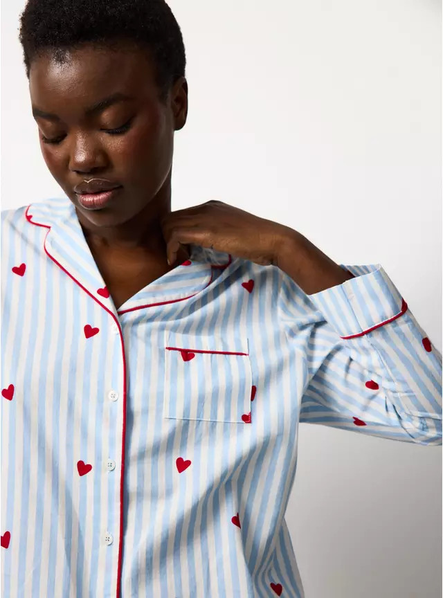 Mini Me Blue Valentine's Striped Traditional Pyjamas 10 | Tu Clothing