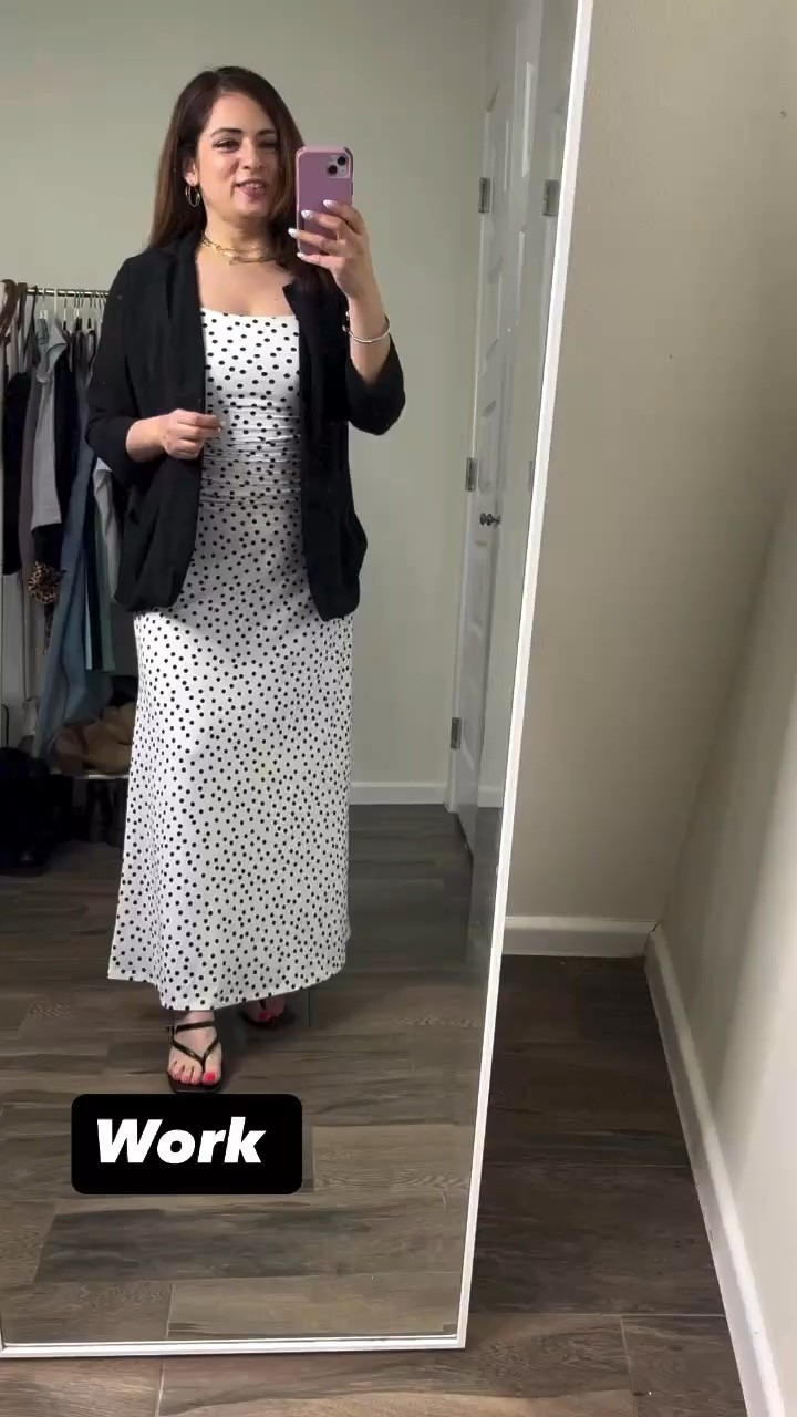 Casual. Work and weekends looks with the same dress such cute Polka dot maxi dress versatile it’s petite friendly length and the mid waist style is cute it’s on sale for $18!  Size small 



#LTKSaleAlert