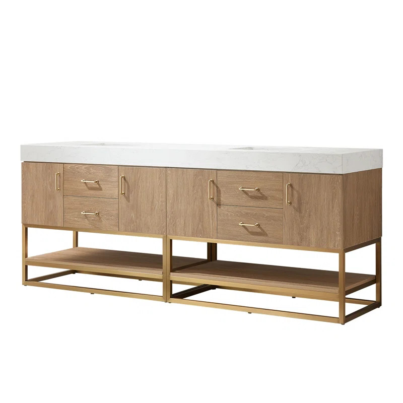 Alistair 84'' Double Bathroom Vanity with Engineered Stone Top | Wayfair North America