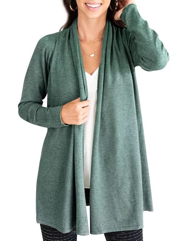 Women Solid Color Waterfall Neck Knitted Cardigan | Walmart (US)