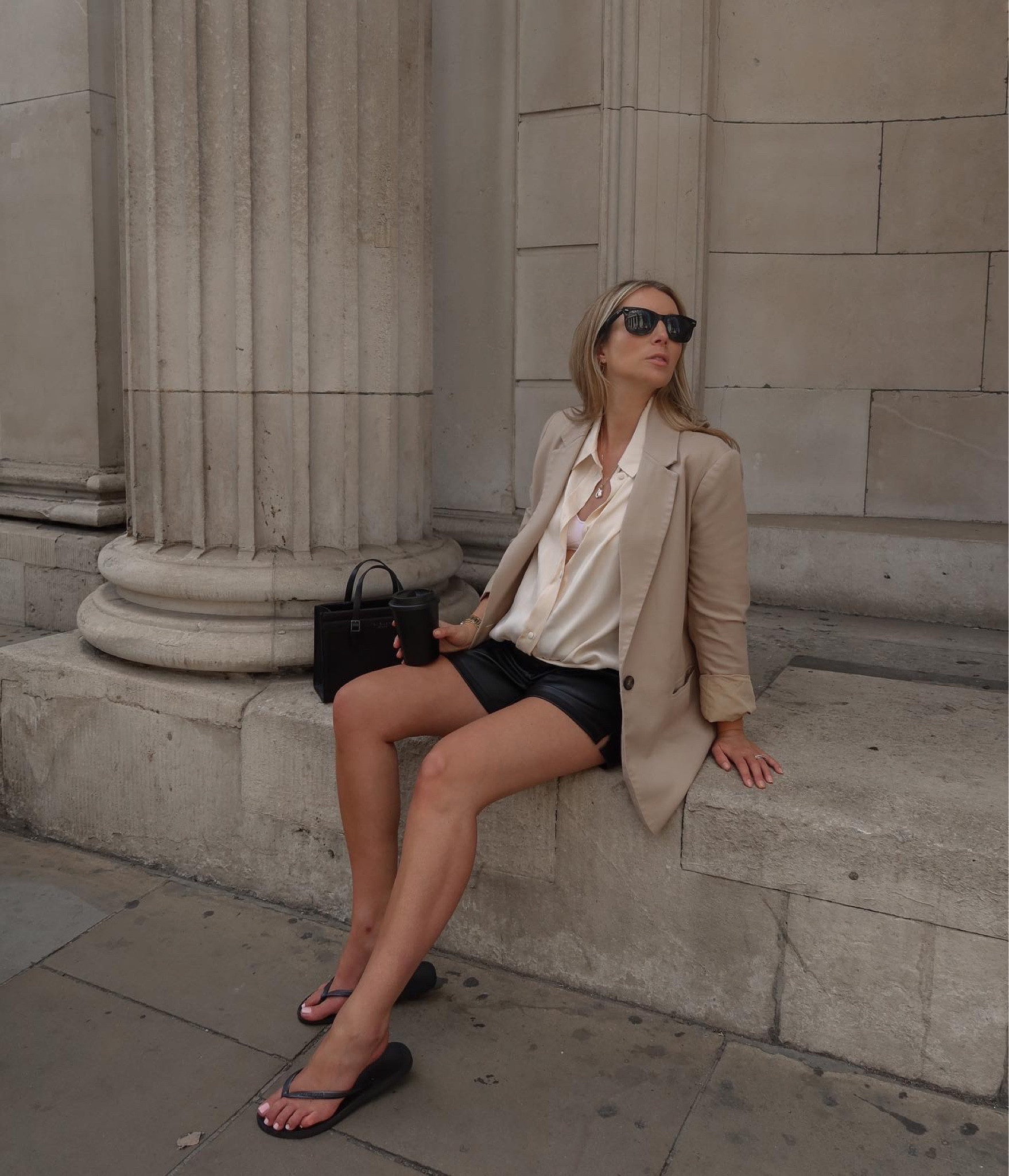 A transitional outfit worth repeating 

Leather shorts, beige blazer, silk shirt, neutral outfit, pregnancy outfit, blazer

#LTKstyletip #LTKbump #LTKSeasonal