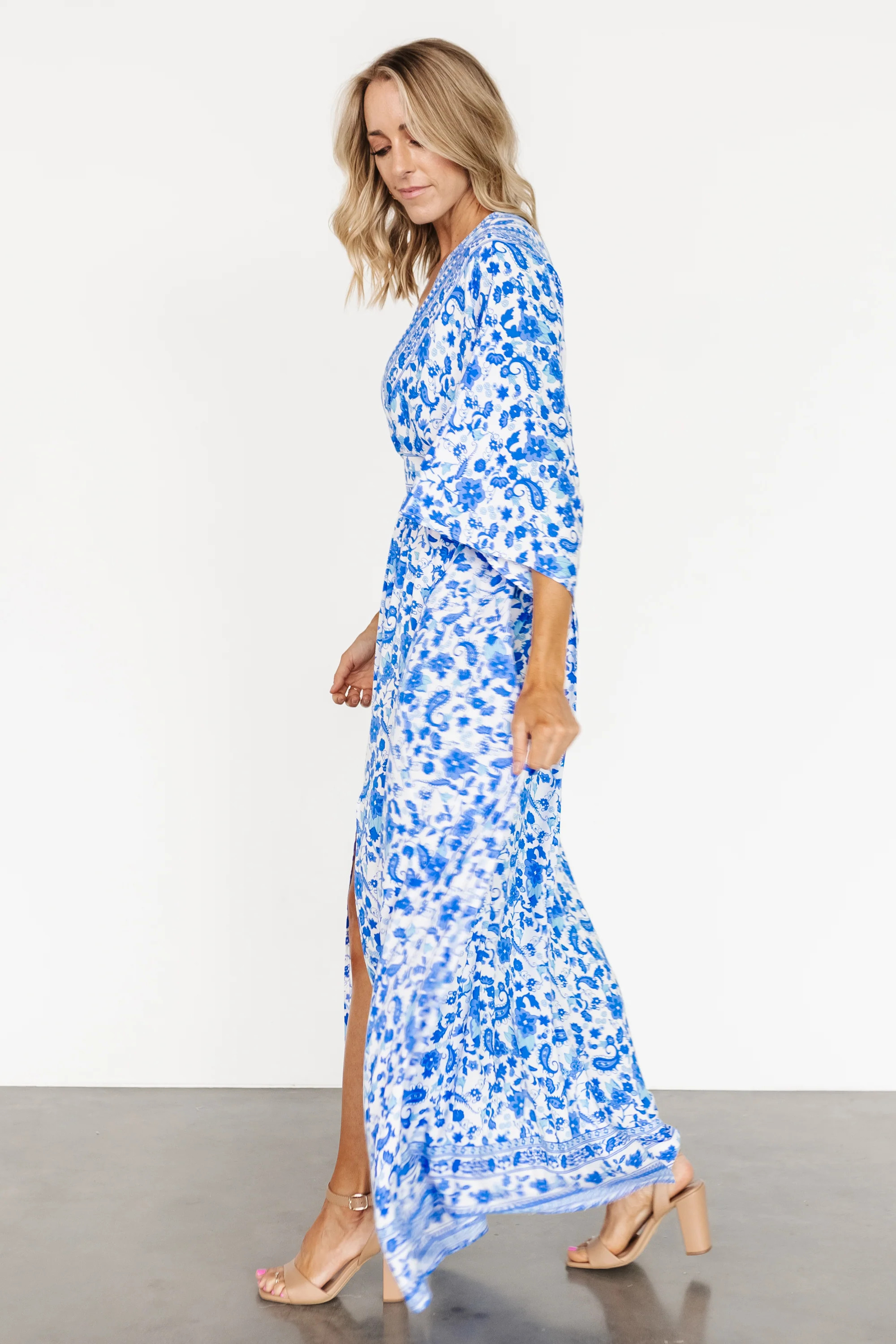 Watson Kimono Maxi Dress | Blue + White | Baltic Born