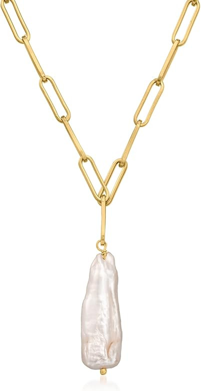 Ross-Simons 5.5-8.5mm Cultured Baroque Pearl Paper Clip Link Necklace in 18kt Gold Over Sterling. 18 | Amazon (US)