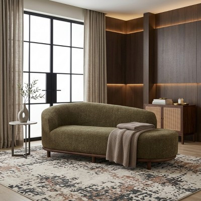 Polibi Bouclé Chaise Lounge Sofa with Curved Back | Target