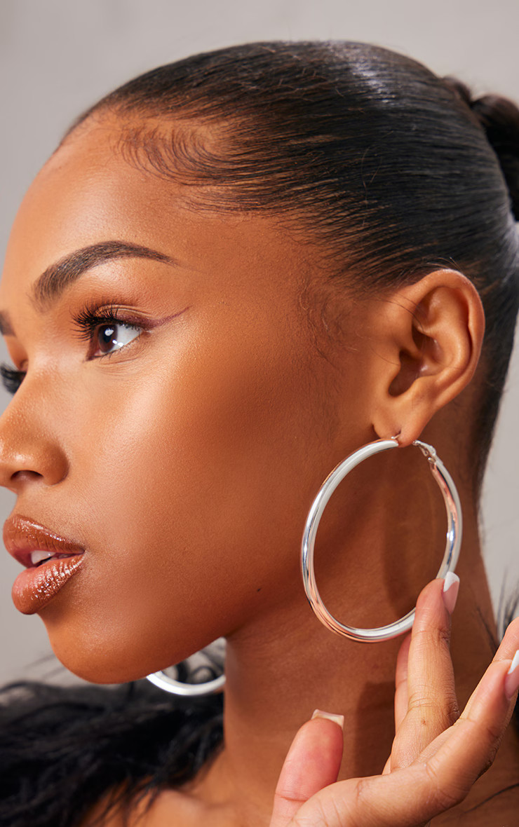 Real Silver Plated Large Chunky Hoop Earrings | Pretty Little Thing (Australia & New Zealand)