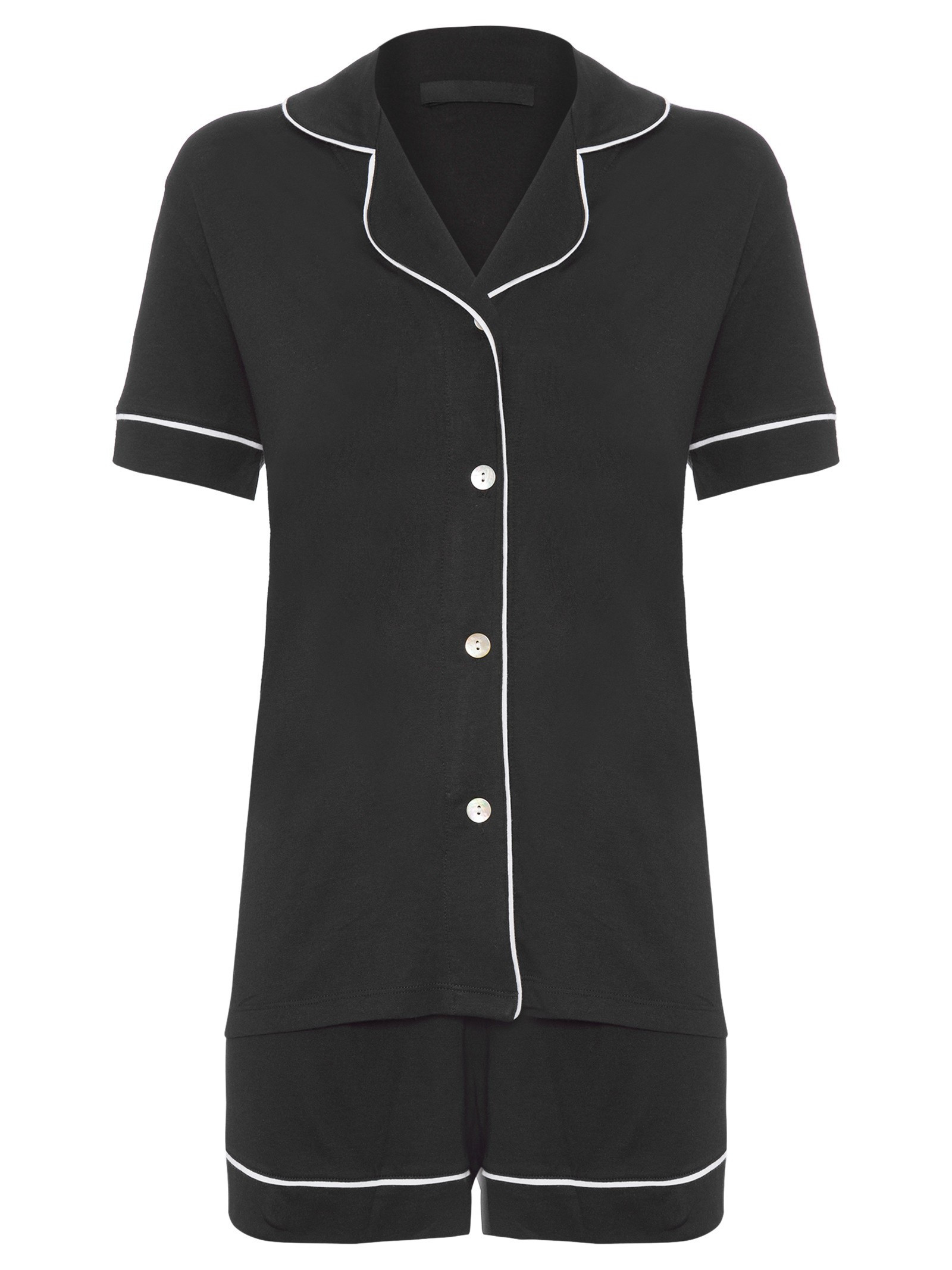 PIJAMA FEMININO CURTO DE ALGODÃO PIMA - PRETO | Shop2gether BR
