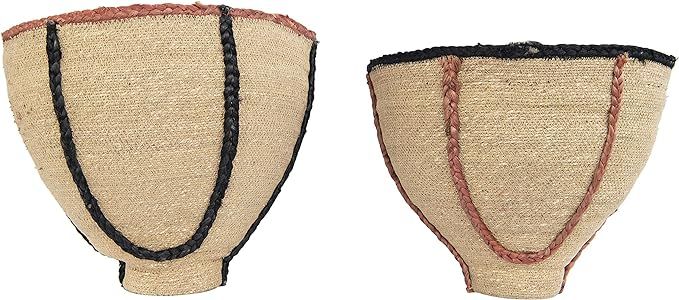 Creative Co-Op 15" & 16" Handwoven Natural Seagrass Jute Trim (Set of 2 Sizes) Baskets, Multicolo... | Amazon (US)