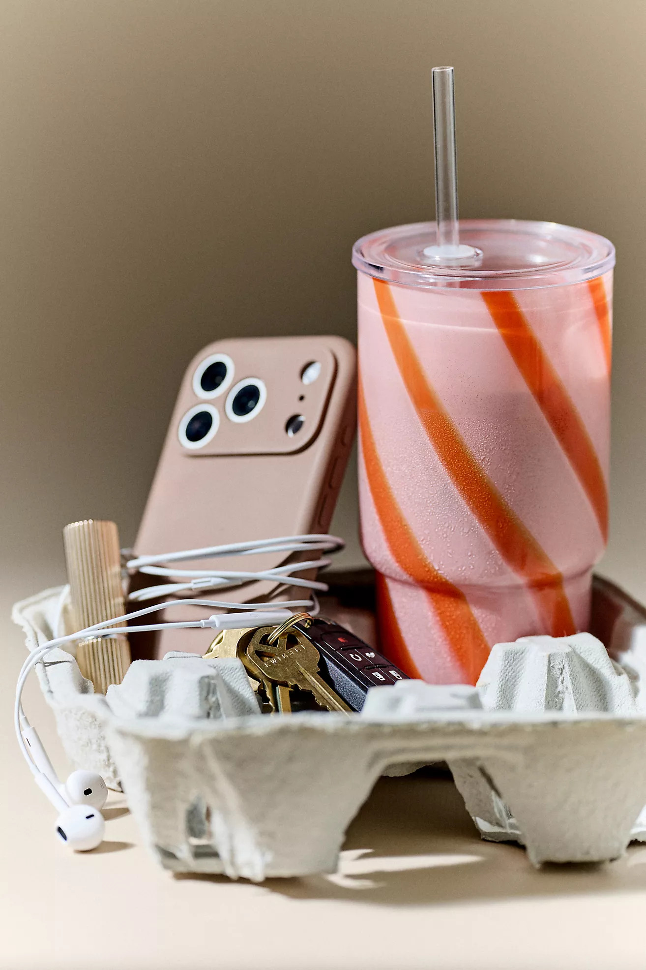 The Ribbon Stripe Glass Tumbler with Lid | Anthropologie (US)