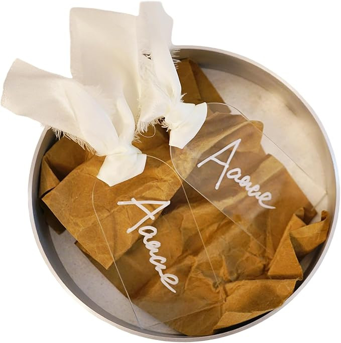 10pcs Clear Acrylic Place Cards Blanks Gift Tags with Ribbon Wedding Name Cards for Table Setting... | Amazon (US)