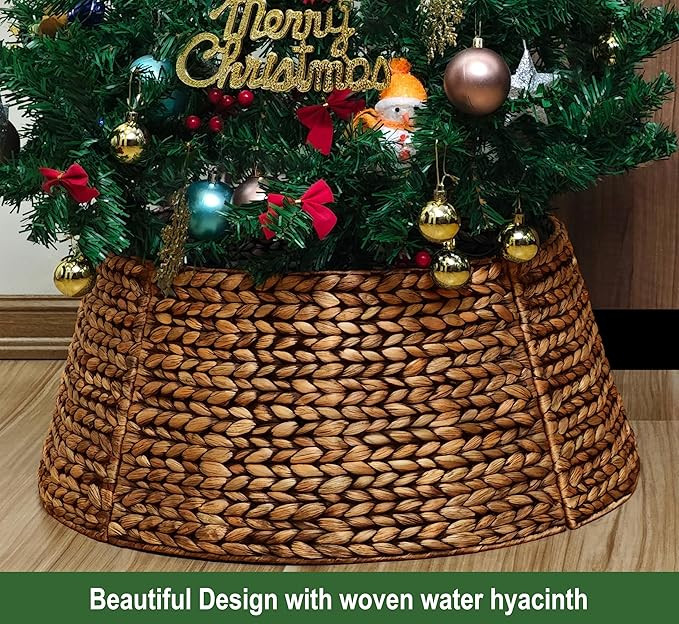 CENBOSS Christmas Tree Collar, Rattan Xmas Tree Collar for Artificial Trees, Woven Wicker Christm... | Amazon (US)