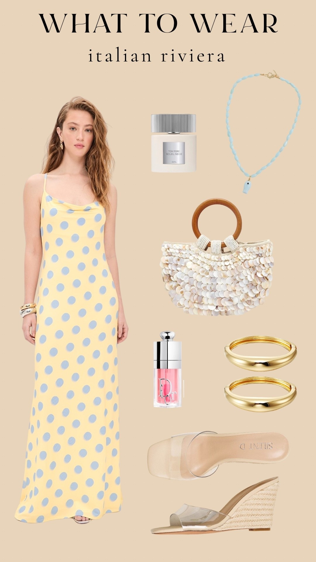 Italian Riviera, but make it effortless 💛 A breezy printed maxi, shell bag, gold jewels, and the prettiest wedges for sunset dinners by the water.

#amalfi #shopbop #afrm #amazon

#LTKSeasonal #LTKOver40 #LTKootd