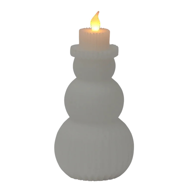 Lighted Candle Snowman Christmas Tabletop Decoration, White, 9", by Holiday Time | Walmart (US)
