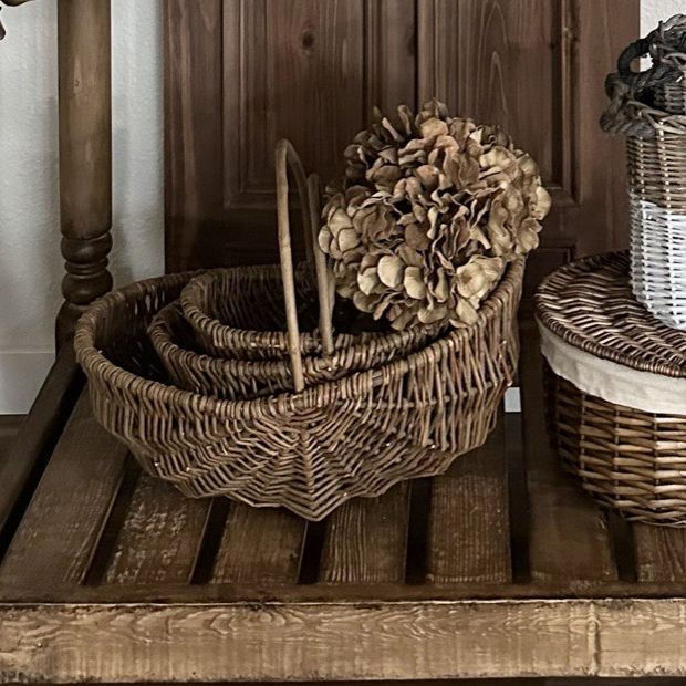 Single Handle Willow Basket Set of 3 | Antique Farm House