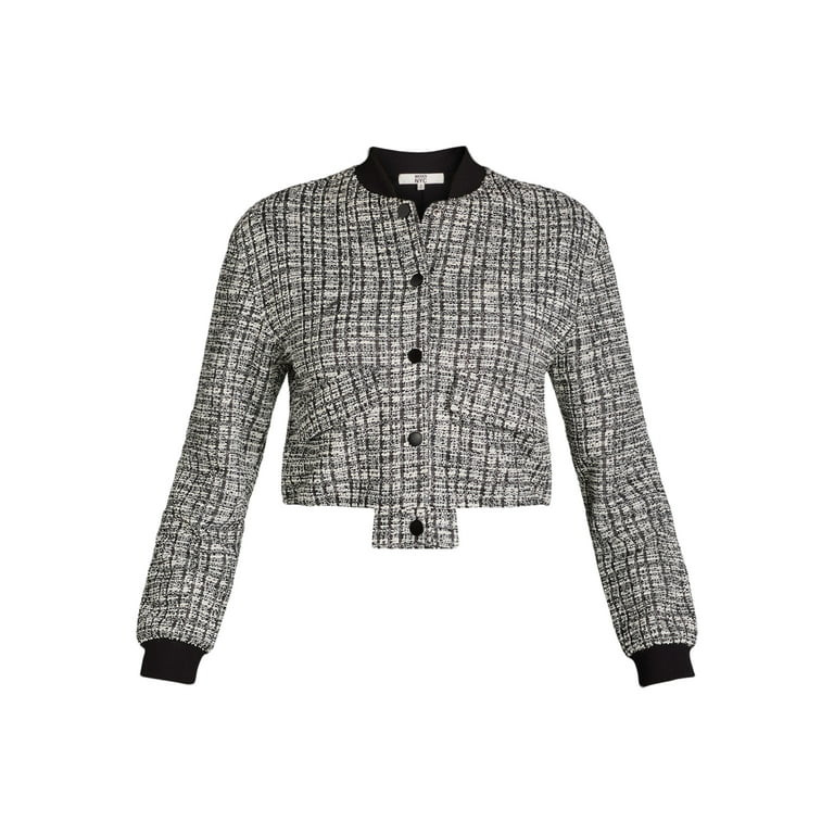 Madden NYC Juniors Boucle Bomber Jacket, Sizes XXS-XXL - Walmart.com | Walmart (US)