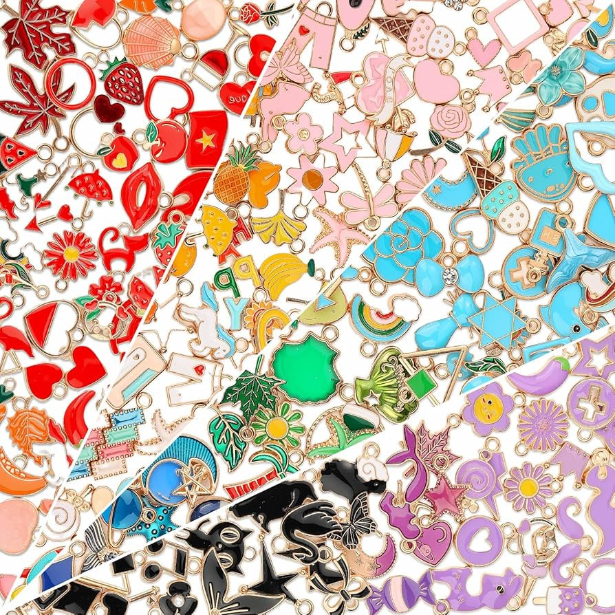 200Pcs Charms for Jewelry Making, Assorted Wholesale Mixed Bulk Metal Earring Bangle Charms for D... | Amazon (US)