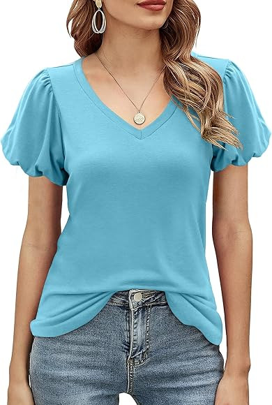 Hellopopgo Women's T Shirt V Neck Shirts Casual Graphic Floral Print Tops Cute Tshirts Loose Blou... | Amazon (US)