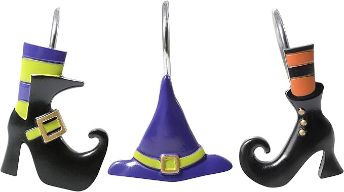 YoKii Halloween Shower Curtain Hooks Witch Hats and Shoes Halloween Bathroom Decoration Accessori... | Amazon (US)