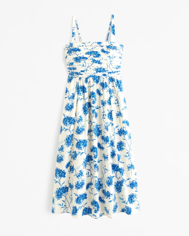 The A&F Emerson Poplin Wide Strap Midi Dress | Abercrombie & Fitch (US)