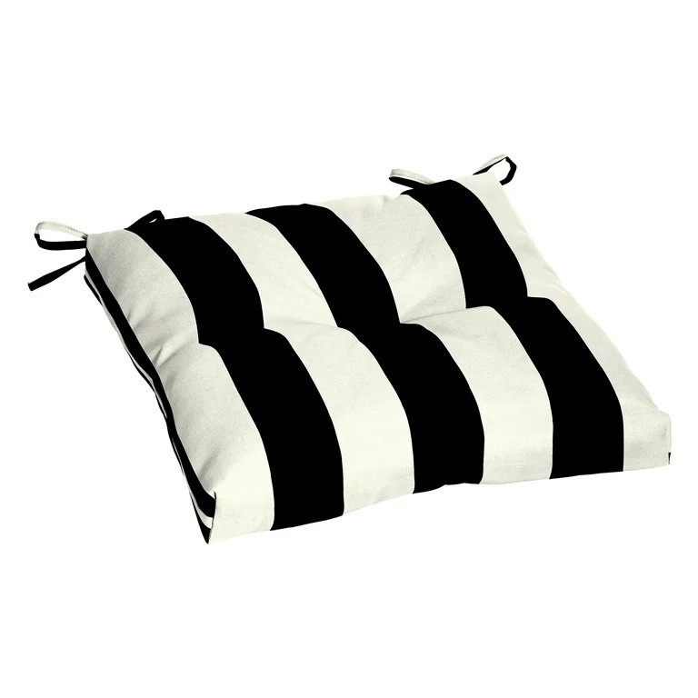 Better Homes & Gardens 18" L x 19" W Black White Stripe Rectangle Outdoor Seat Pad(1 Pack) | Walmart (US)