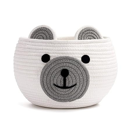 CherryNow Cotton Rope Basket Baby Basket for Nursery, Bear Gift Basket for Kids, Empty Baby Showe... | Amazon (US)