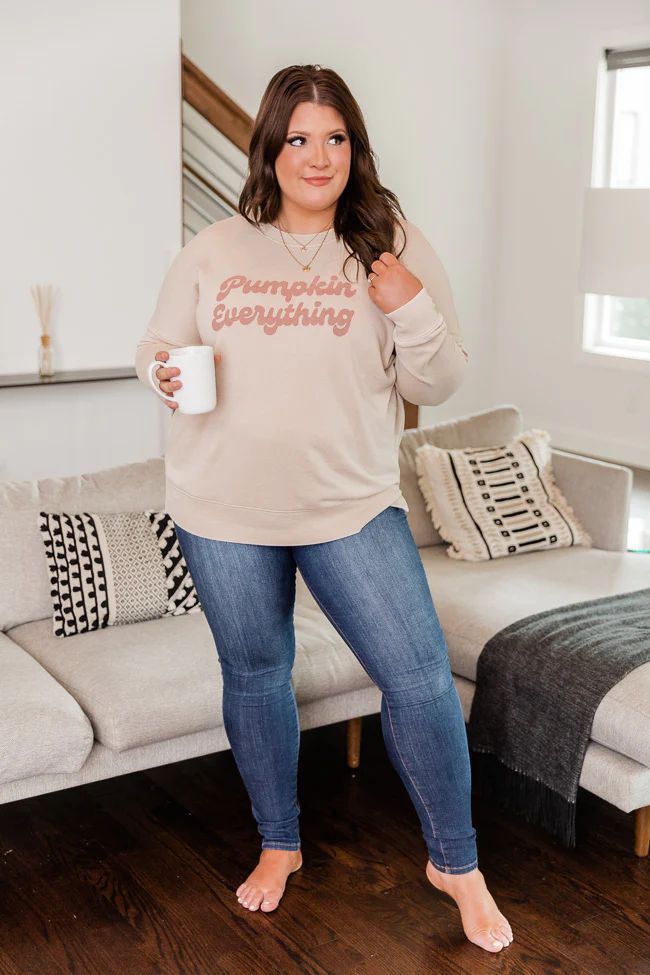 Pumpkin Everything Light Tan Graphic Sweatshirt | The Pink Lily Boutique