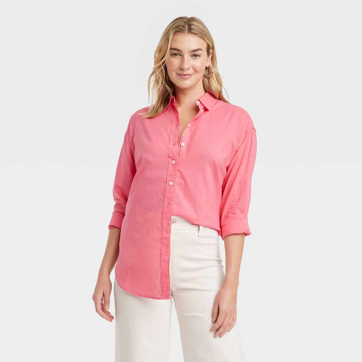 Women's Tunic Long Sleeve Collared Button-Down Shirt - Universal Thread™ | Target