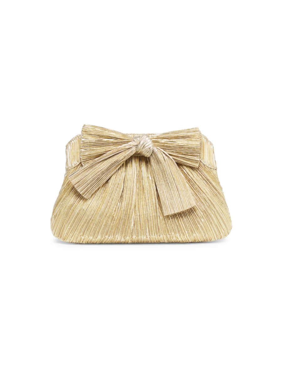 Loeffler Randall Rayne Pleated Lamé Bow Clutch | Saks Fifth Avenue