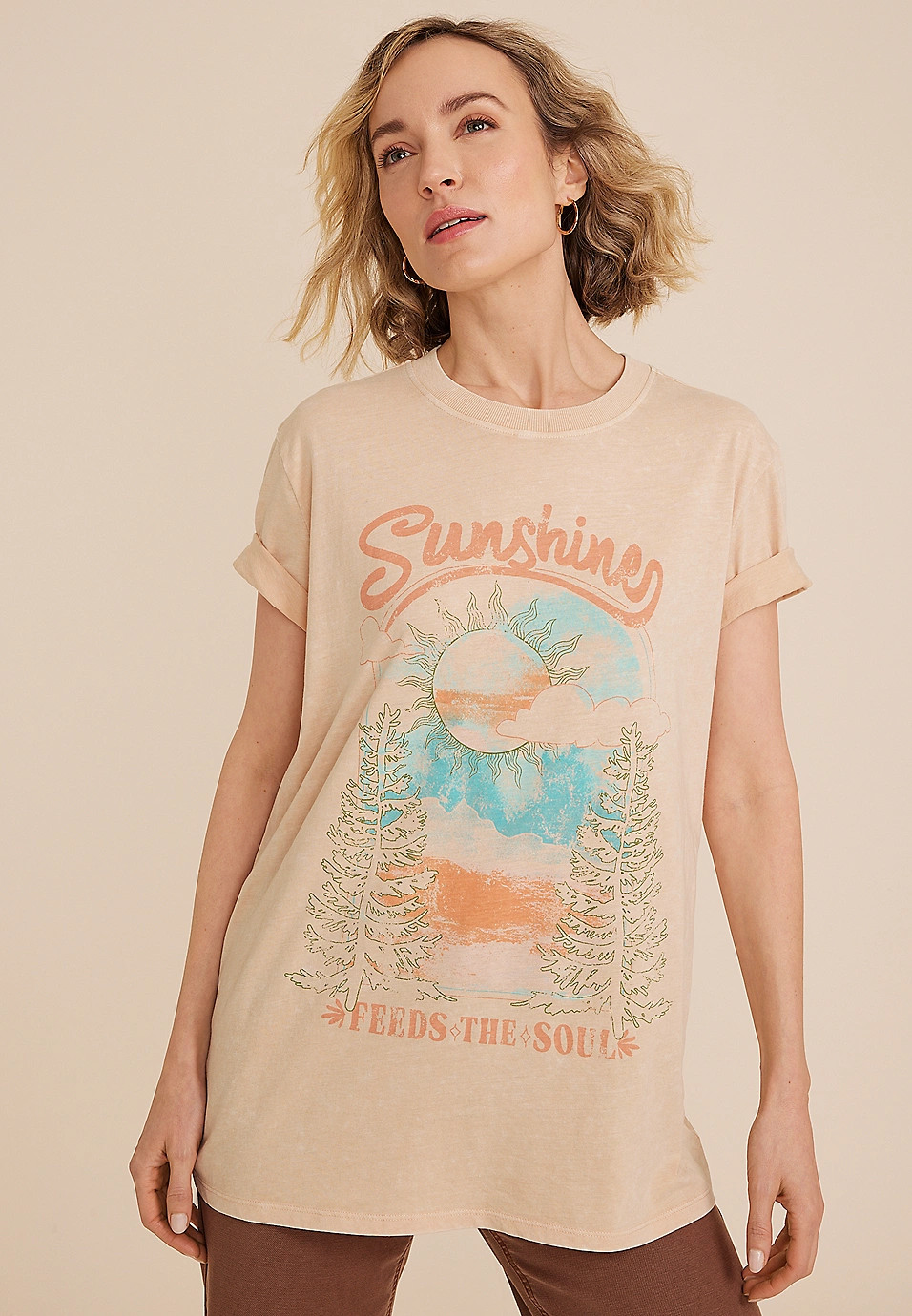 Sunshine Feeds The Soul Oversized Fit Graphic Tee | Maurices