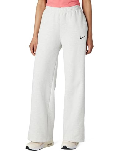 Nike Women's Studio Fleece Standard Wide Leg Pant, Birch Heather/Black, Medium | Amazon (US)