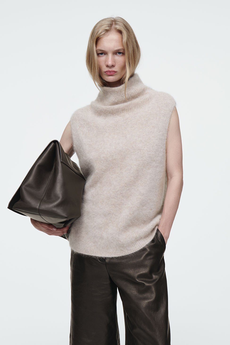 THE FUNNEL-NECK BRUSHED-CASHMERE VEST | COS UK