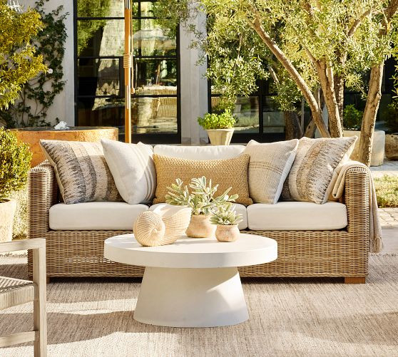 Huntington Wicker Square Arm Outdoor Sofa (81") | Pottery Barn (US)