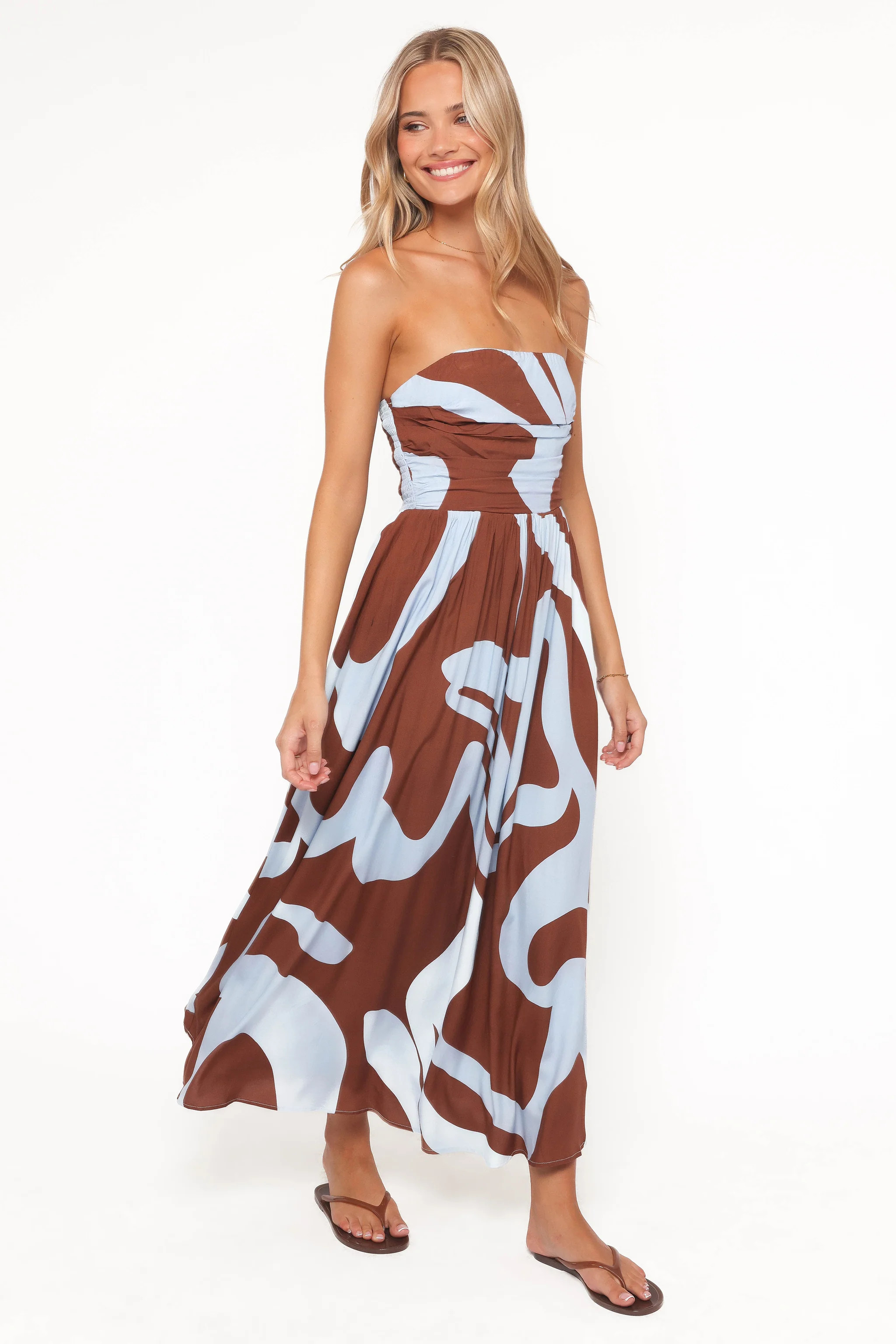 Nesta Maxi Dress - Brown/Blue | Petal & Pup (US)
