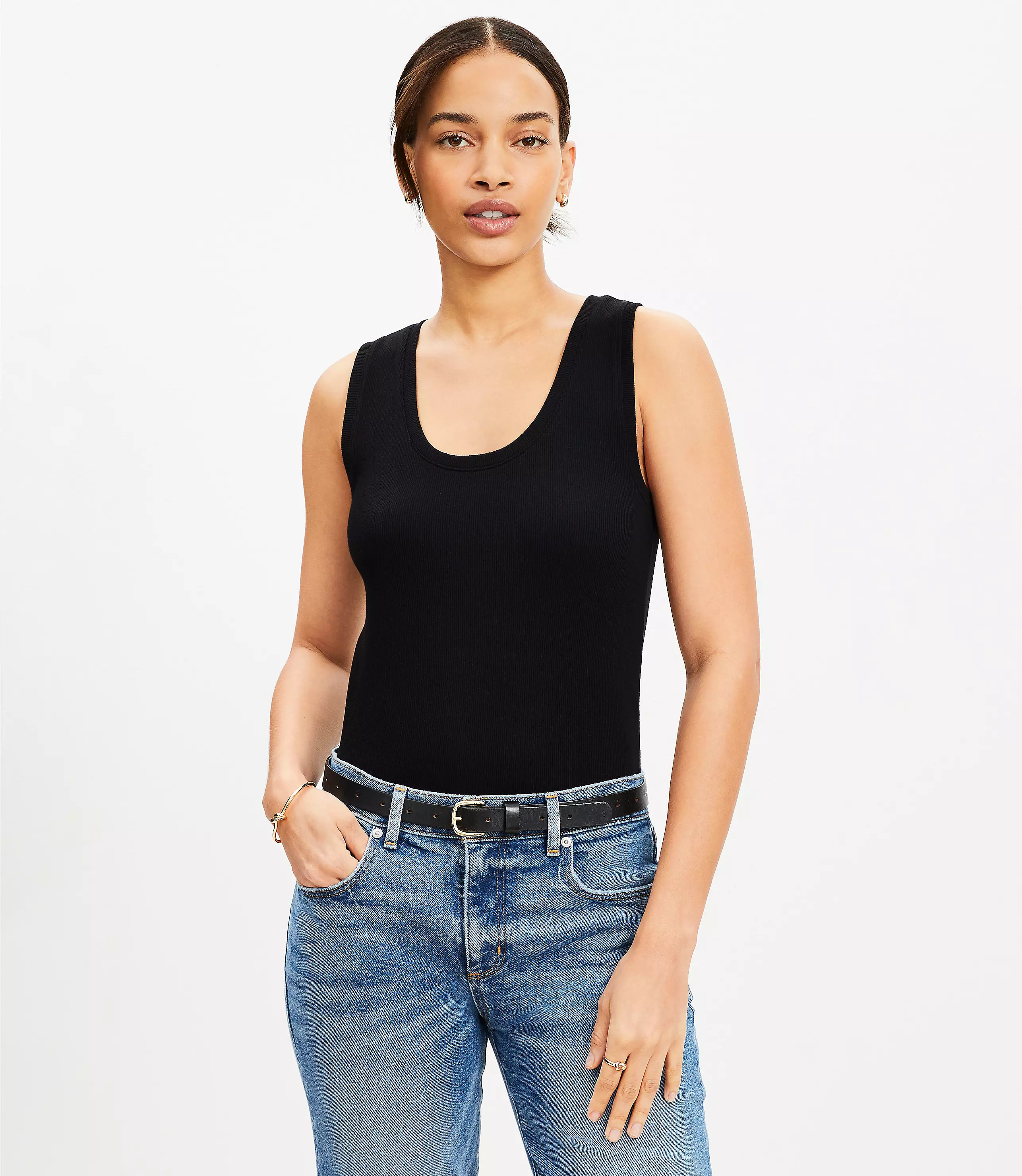Perfect Ribbed Scoop Neck Tank Top | LOFT