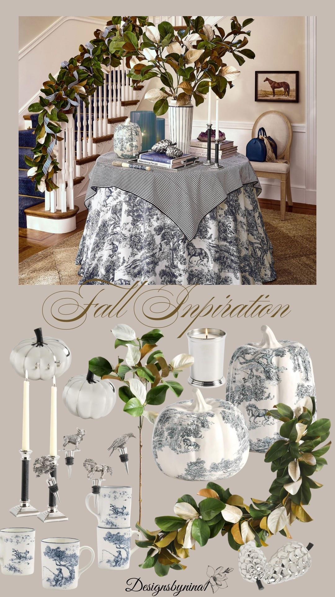 🤩Fall Inspiration! My favorite Fall Collection by Brandon Maxwell & Pottery Barn! I love the use of Magnolia branches, the blue & white, and the silver details!! 🩵🤍🍂🍃

Classic & Timeless Decor |Transitional Decor | Home Decor | Fall Decor | Autumn Decor | Traditional Decor

#LTKHome #LTKSeasonal