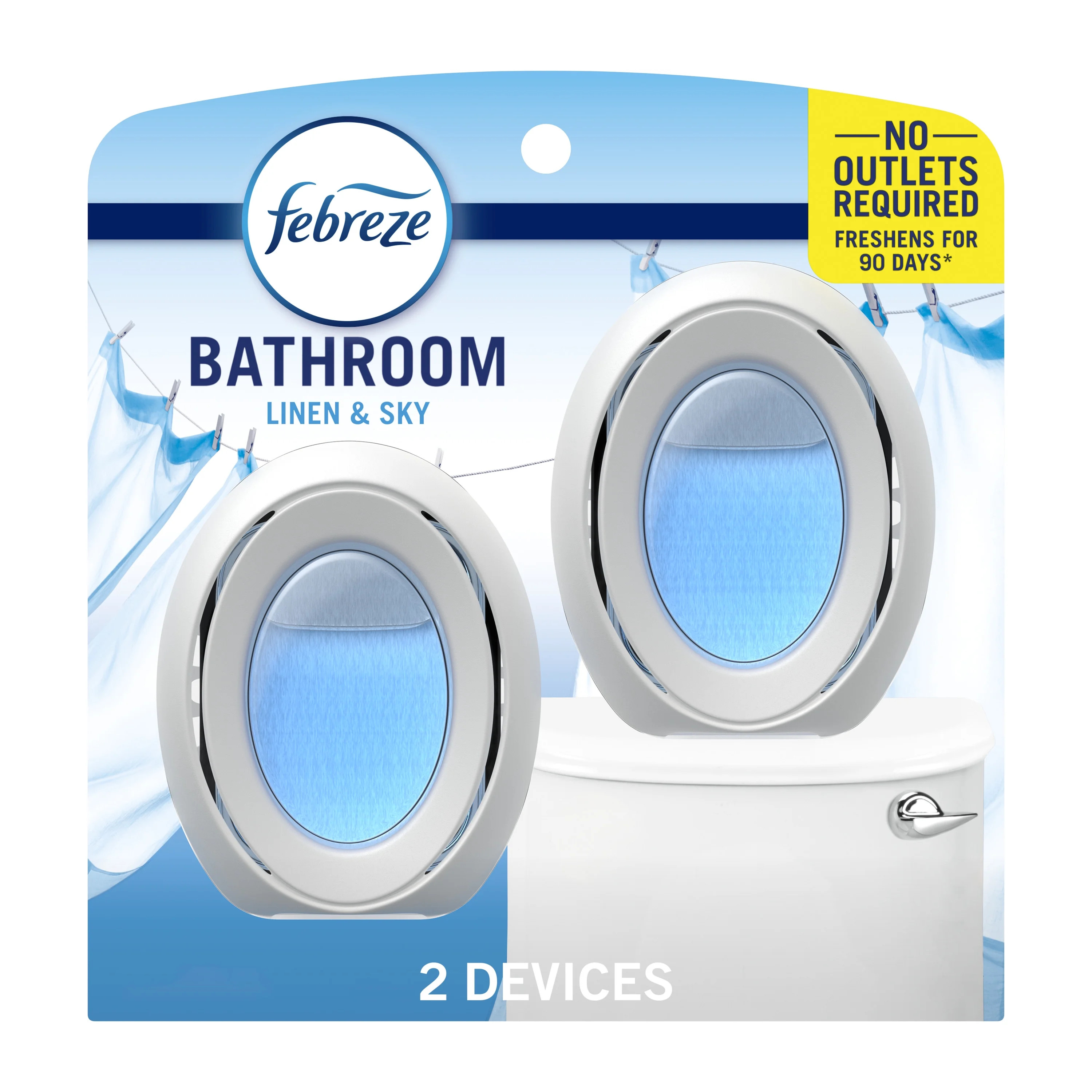 Febreze Bathroom Small Spaces Air Freshener, Odor-Fighting, Linen & Sky, 2 Count | Walmart (US)