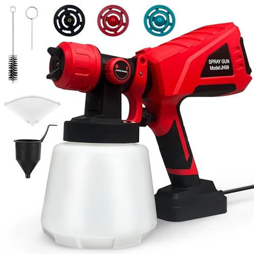 600W Paint Sprayer, Electric Paint Spray Gun with 1000ml Capacity Container, 3 Nozzle Sizes, Easy to Clean, Airless Paint Sprayer for House Painting, Cabinets, Decks, Walls, Doors, DIY Projects, etc. | Amazon (US)