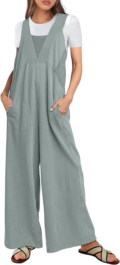ANRABESS Overalls for Women Summer Loose Casual Wide Leg Jumpsuits Sleeveless Straps Romper One P... | Amazon (US)