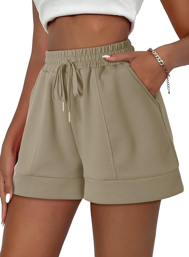 Dokotoo Women's Air Layer Casual Comfy Moisture Wicking Drawstring Shorts with Pockets | Amazon (US)