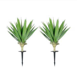 33.5 in. Artificial Agave Plant With Ground Spike Realistic Fake Agave Plants for Indoor Outdoor (Set of 2) | The Home Depot