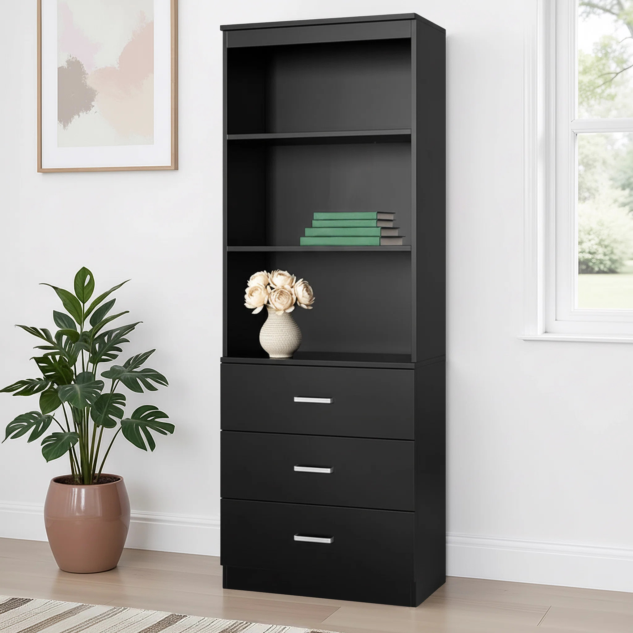 Kahler 70.9'' H x 23.6'' W Standard Bookcase with 3 Drawers | Wayfair North America