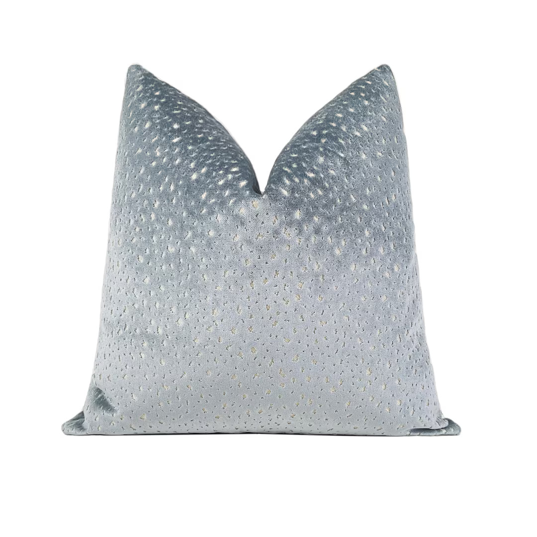 Antelope Cut Velvet Pillow Cover Cerulean Blue Designer Throw Pillow Cover 18x18, 20x20, 22x22, 2... | Etsy (US)