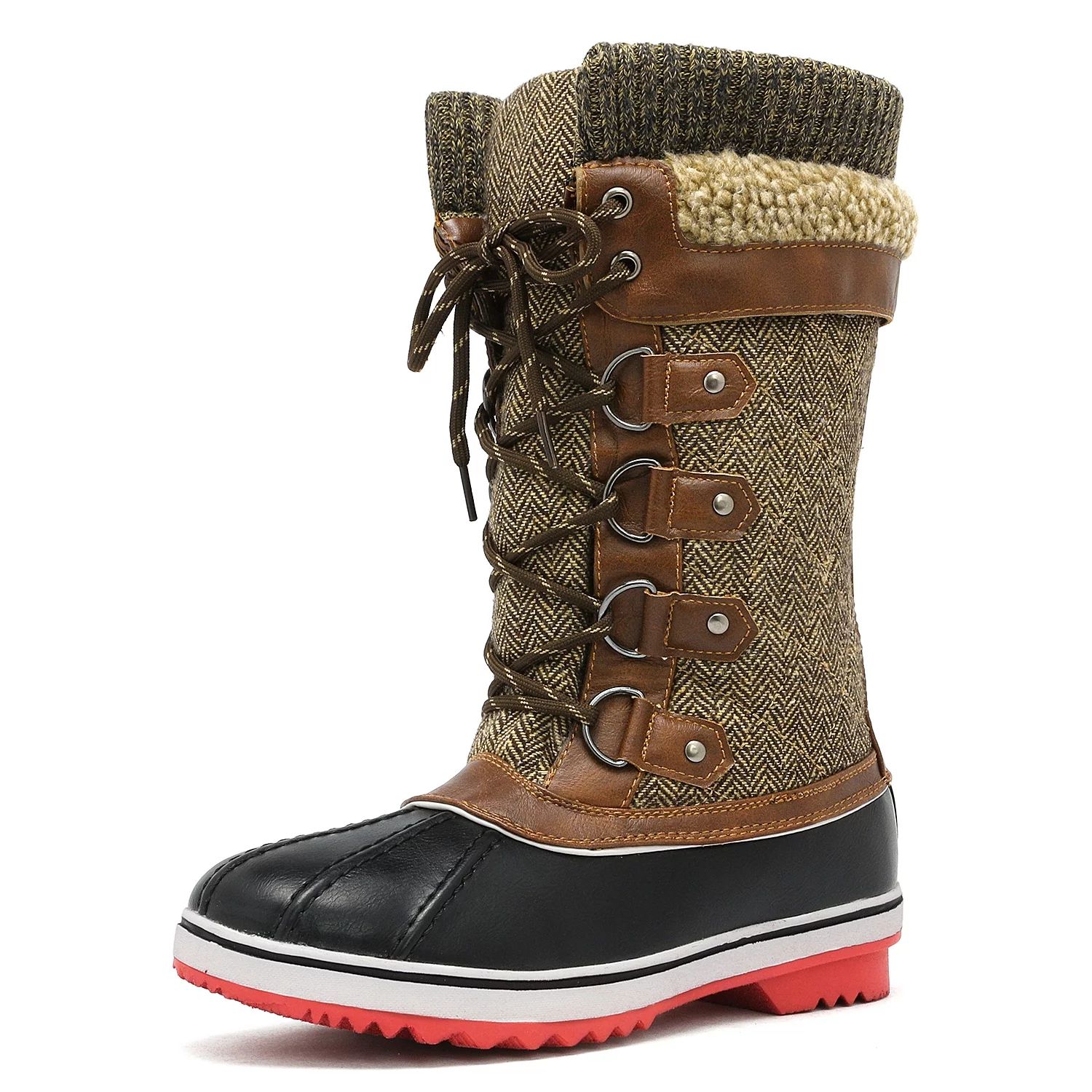 DREAM PAIRS Women Waterproof Winter Warm Snow Faux Fur Lined Flat Mid Calf Boots MONTE_02 BROWN S... | Walmart (US)
