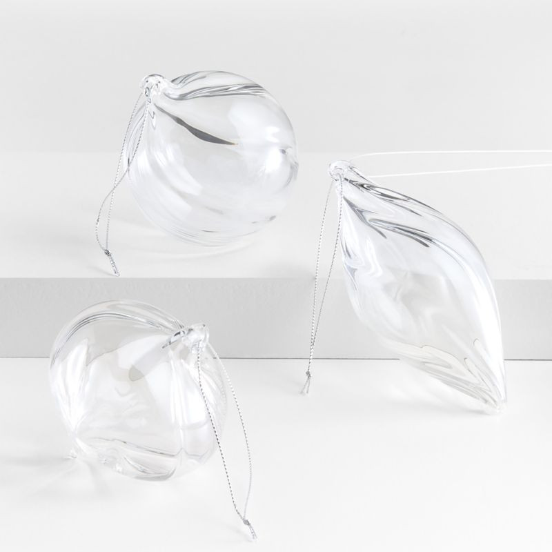 Glass Swirl Christmas Ornaments, Set of 3 + Reviews | Crate & Barrel | Crate & Barrel