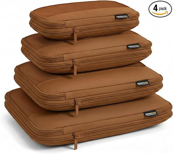 4 Piece Compression Packing Cubes for 3–7 Day Travel, Lightweight Travel Organizers with Breath... | Amazon (US)