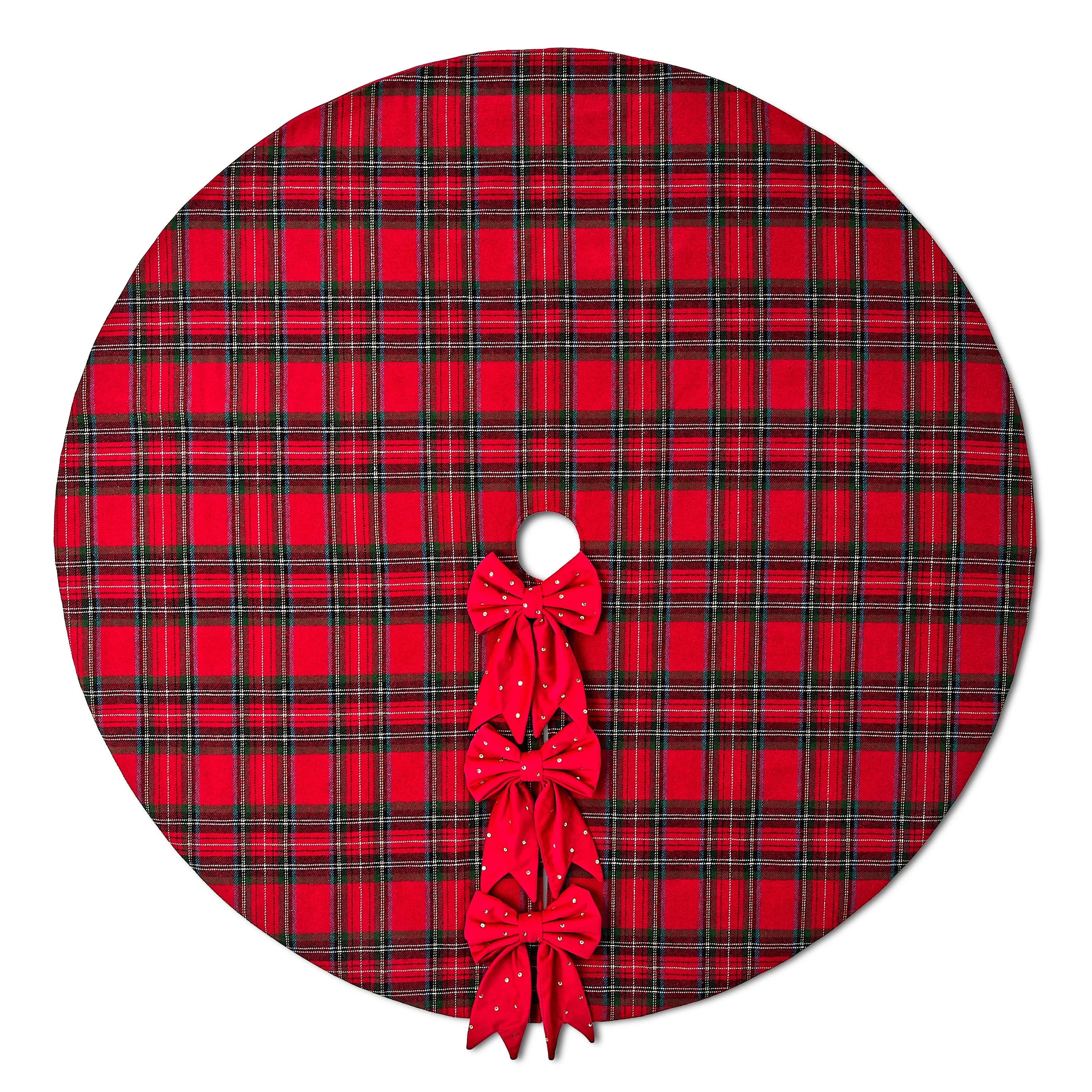 Holiday Time Red And Green Plaid Christmas Tree Skirt, Diameter Is 48 Inch, 1.3Lbs | Walmart (US)