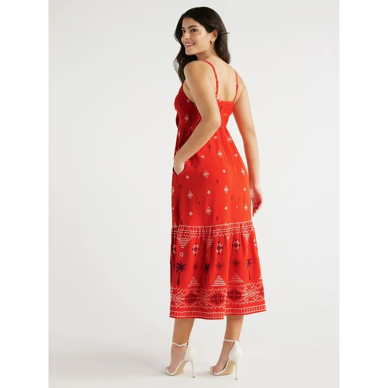 Sofia Jeans Women's Tie Front Embroidered Maxi Dress, Sizes XS-XXXL | Walmart (US)