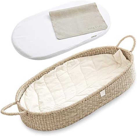 Bebe BASK Premium Baby Changing Basket - Organic Seagrass Moses Basket - Luxury Leaf Liner - Thic... | Amazon (US)